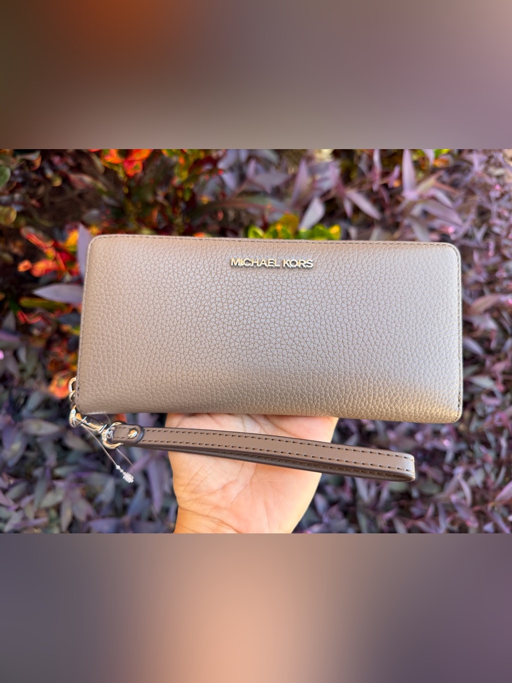 Michael Kors Jet Set Travel LG Continental Wallet Mushroom/Silver